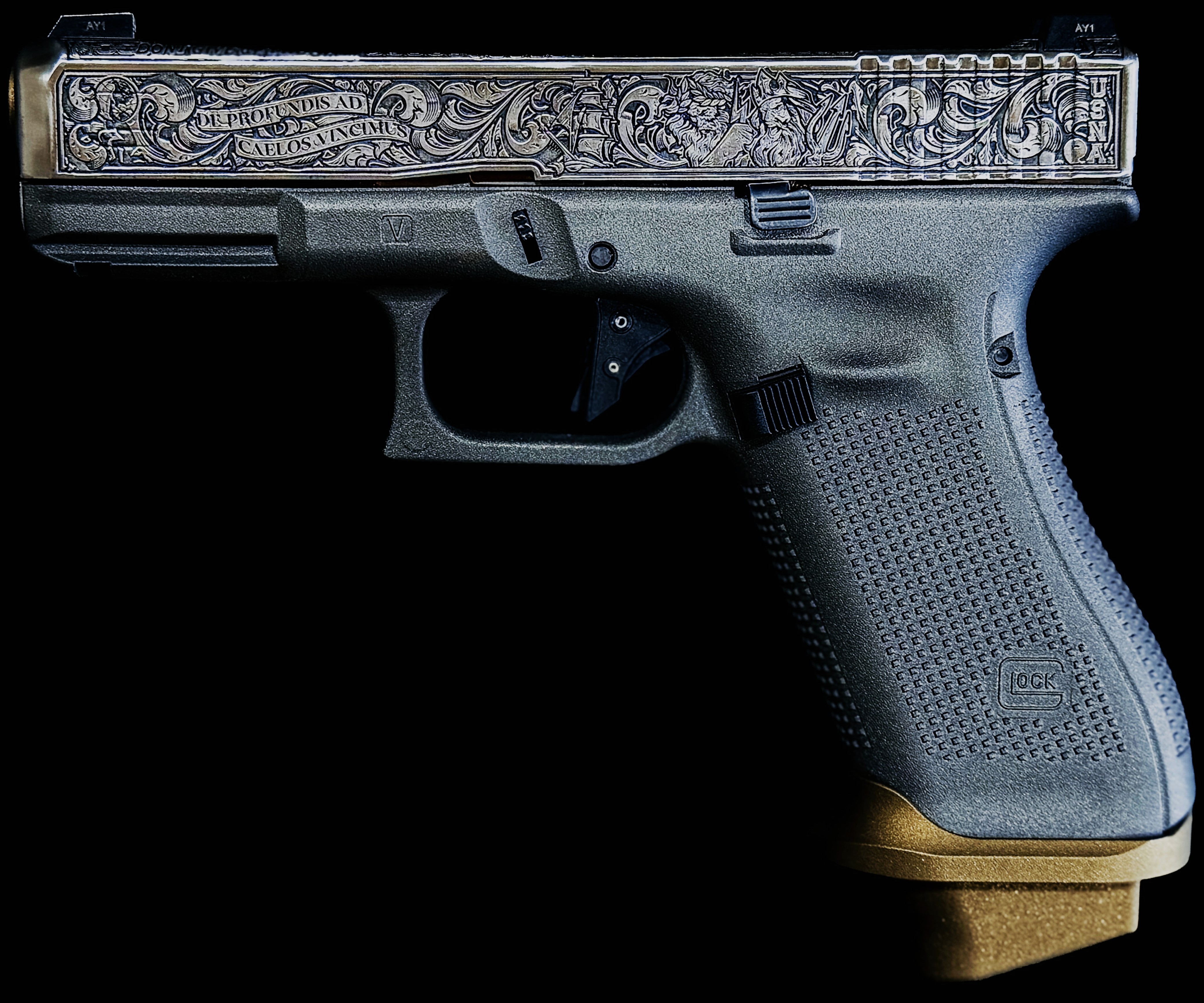 USNA Class of 2027 custom GLOCK 19X V, left-facing view with muzzle pointing left