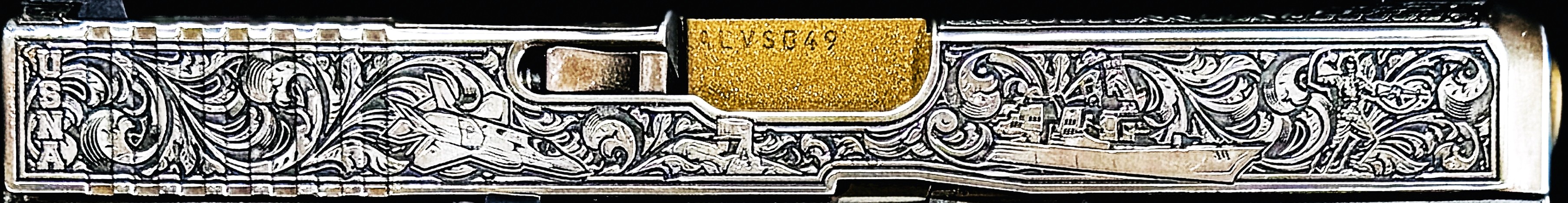 Engraved USNA Class of 2027 slide artwork honoring the Navy's future fleet