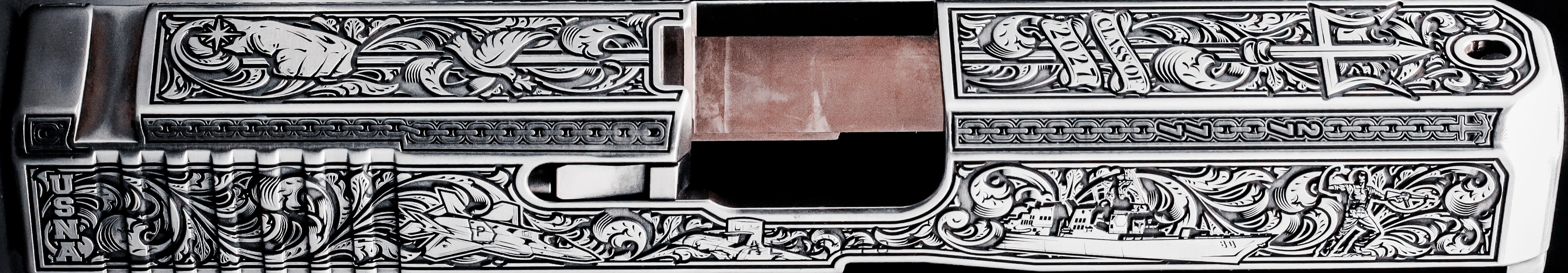 Engraved USNA Class of 2027 slide artwork representing the link between generations