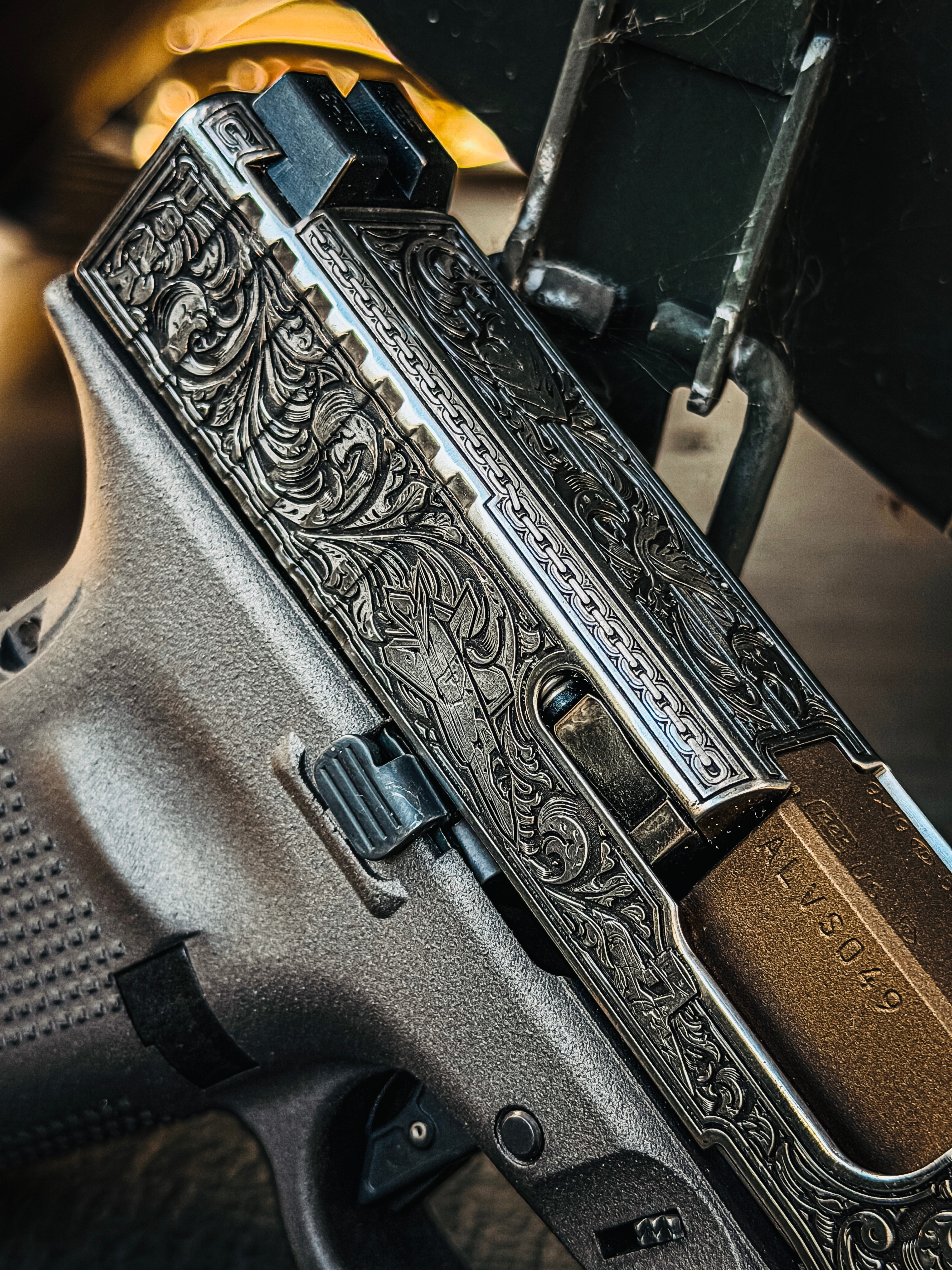 USNA Class of 2027 GLOCK 19X V — leaning against vehicle equipment
